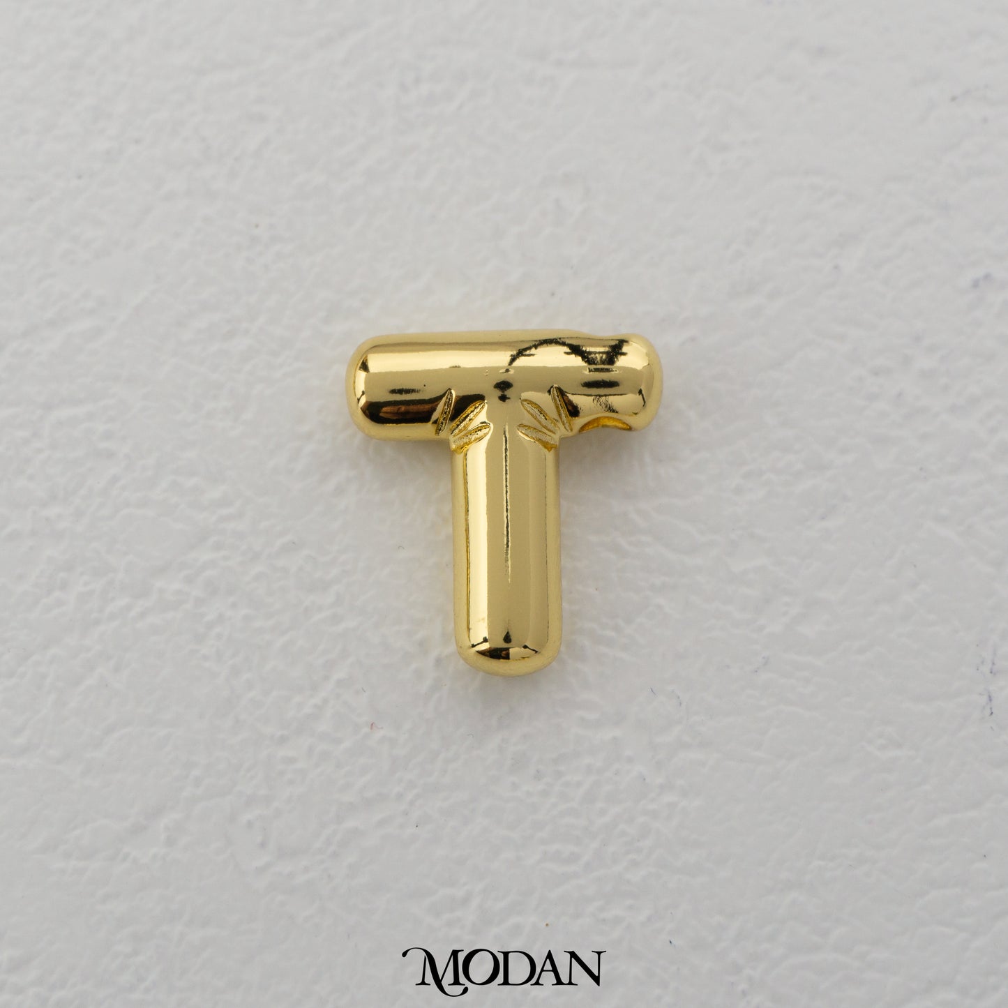Chunky Plain A-Z Initial Alphabet Thick DIY Beads Charm Manik Liontin Kalung Huruf Tebal Hypoallergenic Gold Filled