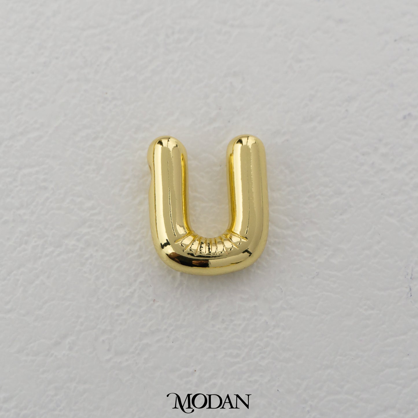 Chunky Plain A-Z Initial Alphabet Thick DIY Beads Charm Manik Liontin Kalung Huruf Tebal Hypoallergenic Gold Filled