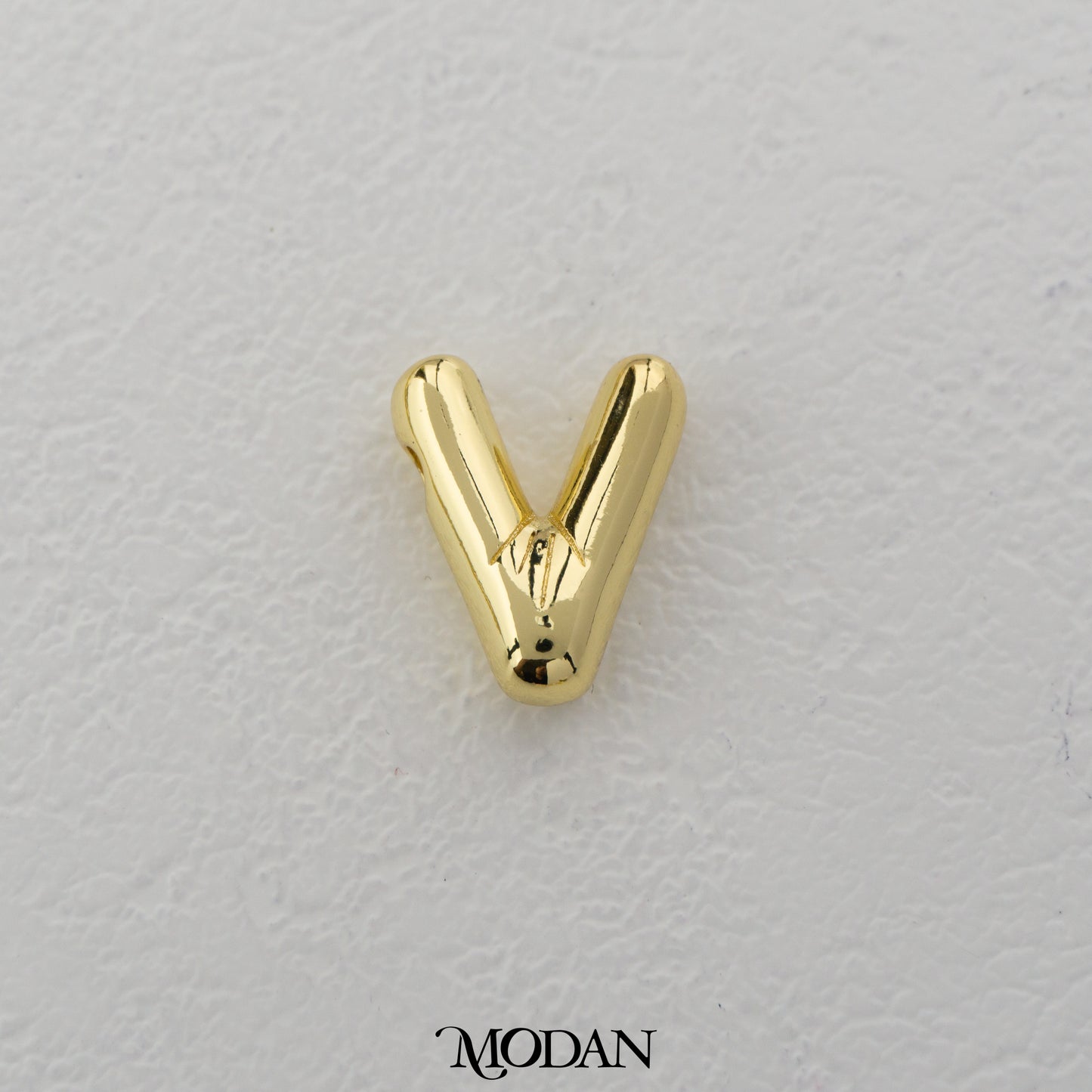 Chunky Plain A-Z Initial Alphabet Thick DIY Beads Charm Manik Liontin Kalung Huruf Tebal Hypoallergenic Gold Filled