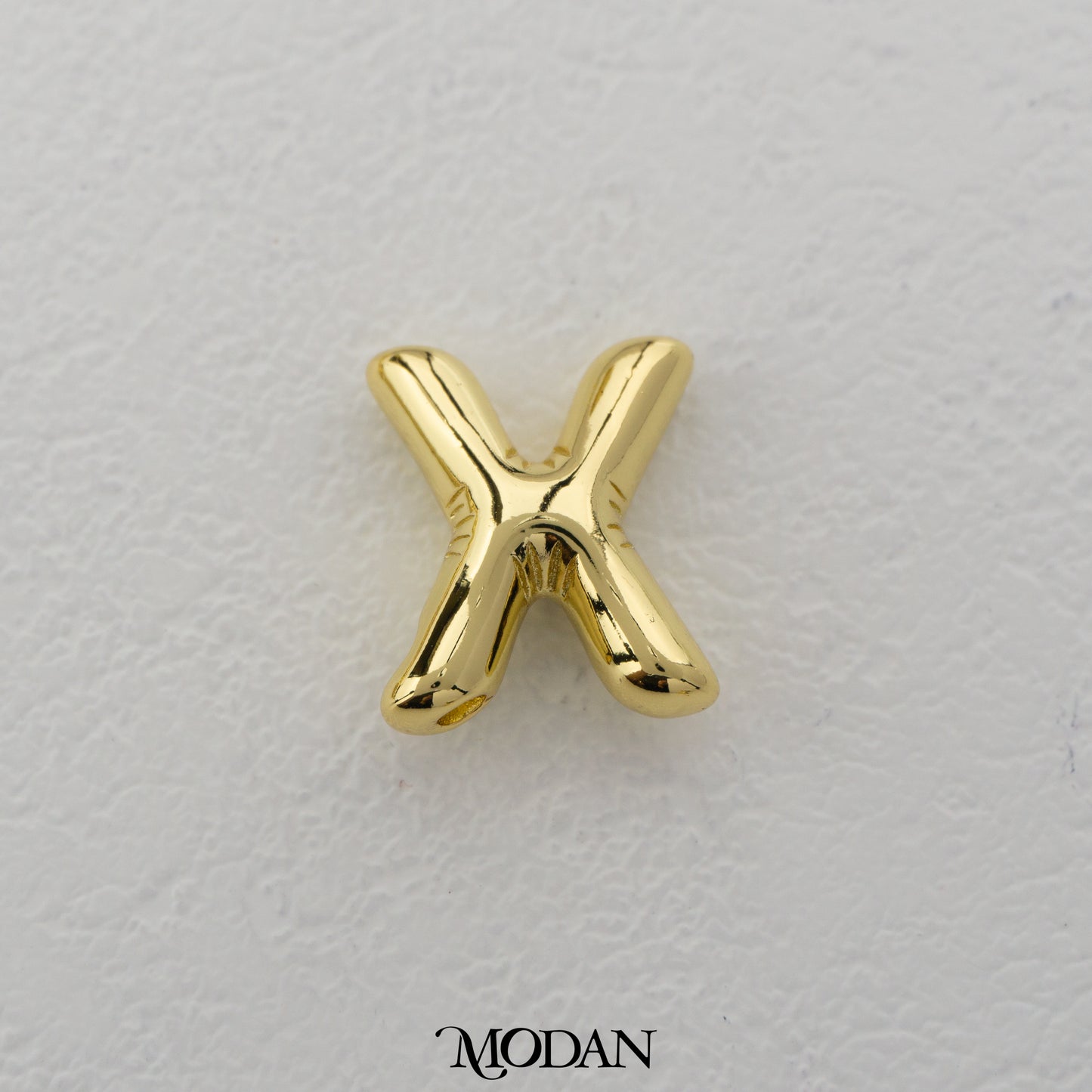 Chunky Plain A-Z Initial Alphabet Thick DIY Beads Charm Manik Liontin Kalung Huruf Tebal Hypoallergenic Gold Filled
