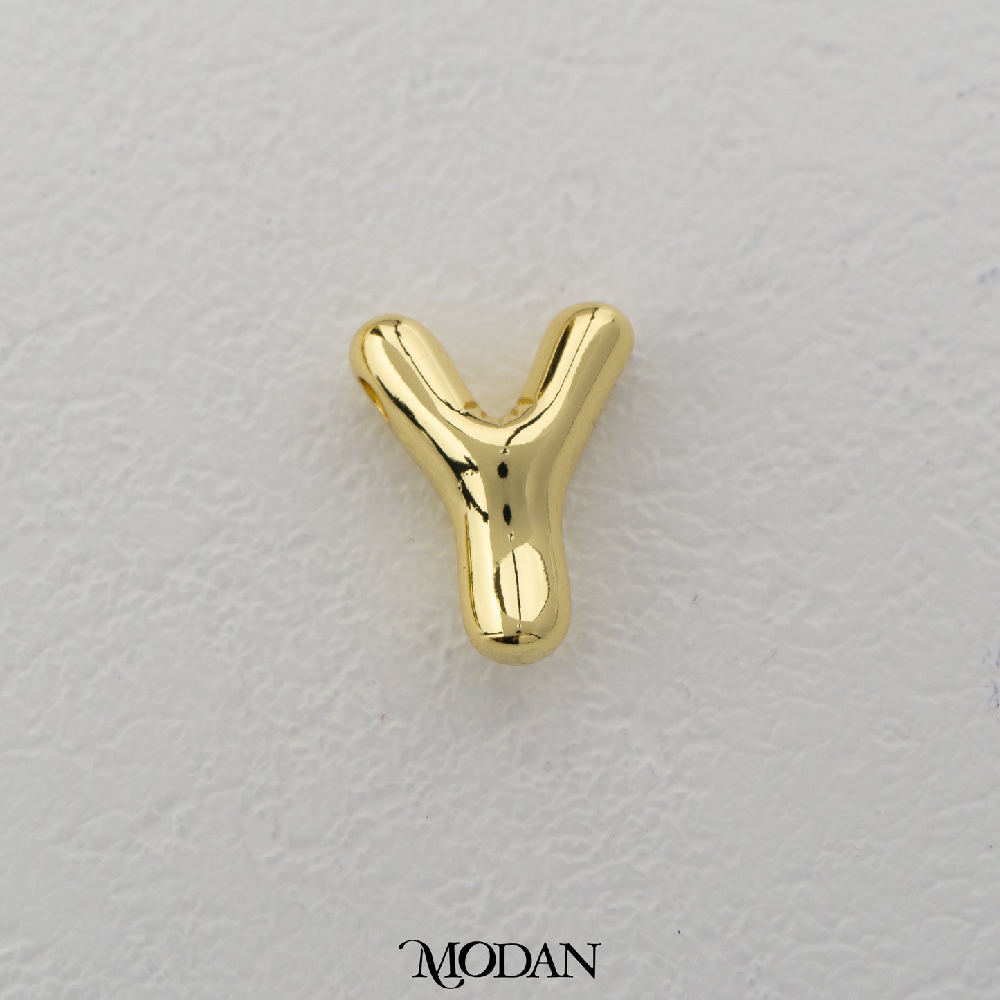 Chunky Plain A-Z Initial Alphabet Thick DIY Beads Charm Manik Liontin Kalung Huruf Tebal Hypoallergenic Gold Filled
