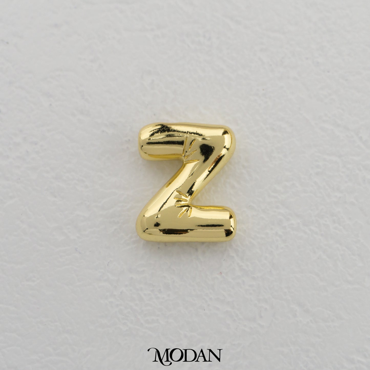 Chunky Plain A-Z Initial Alphabet Thick DIY Beads Charm Manik Liontin Kalung Huruf Tebal Hypoallergenic Gold Filled