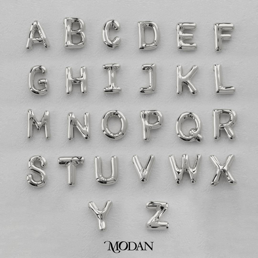 Chunky Plain A-Z Initial Alphabet Thick DIY Beads Charm Manik Liontin Kalung Huruf Tebal Hypoallergenic Gold Filled
