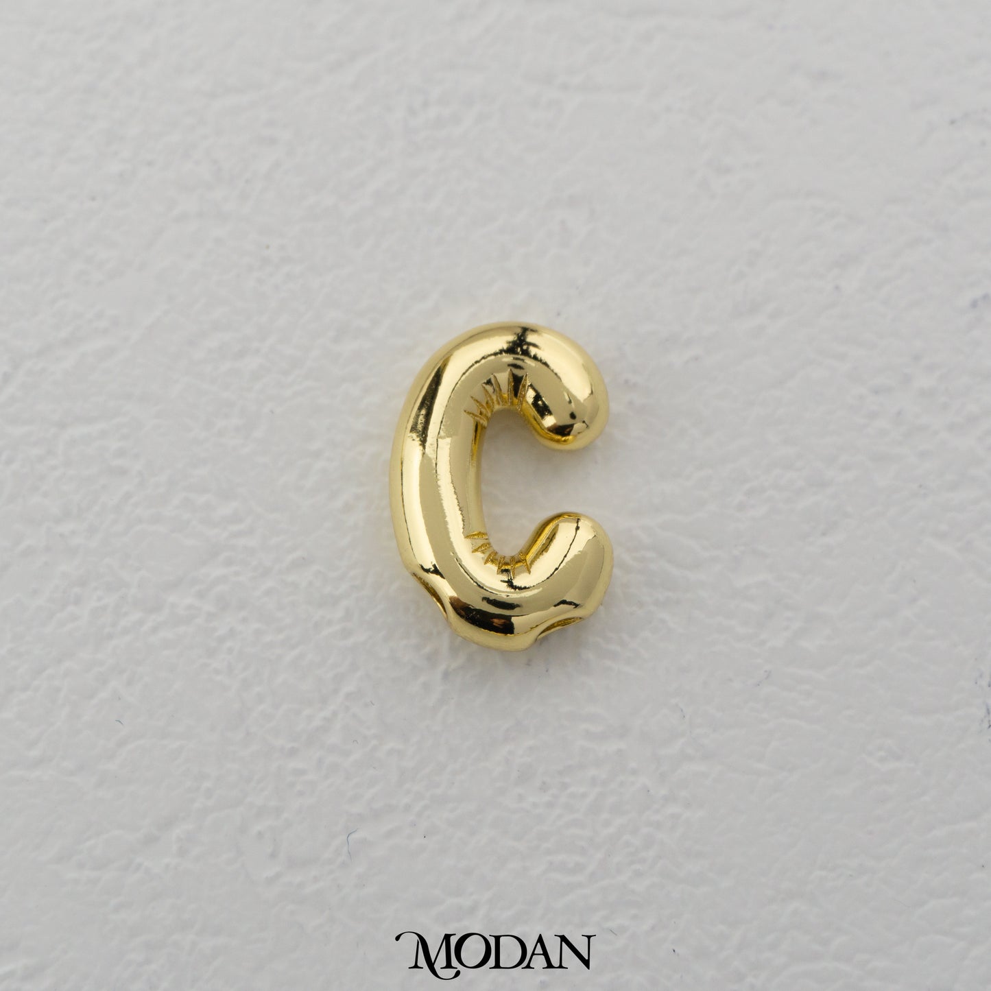 Chunky Plain A-Z Initial Alphabet Thick DIY Beads Charm Manik Liontin Kalung Huruf Tebal Hypoallergenic Gold Filled