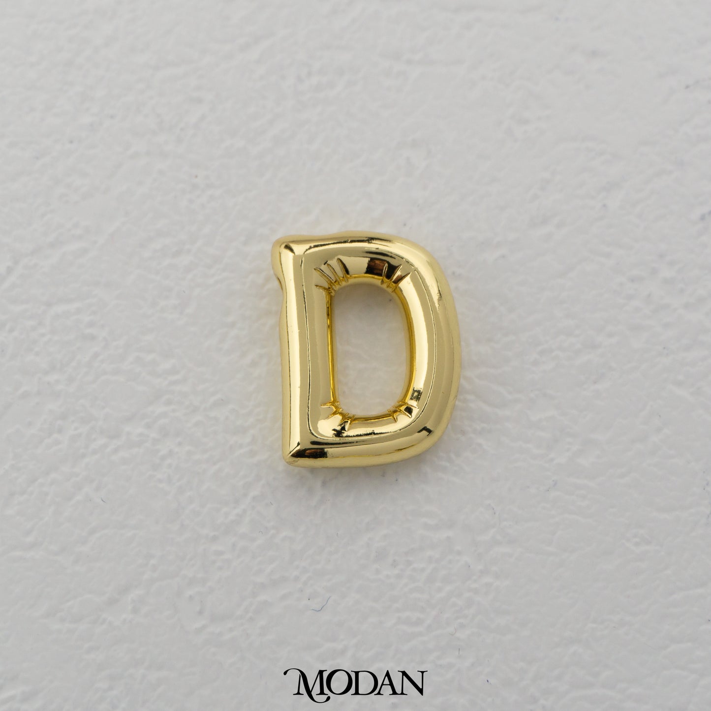 Chunky Plain A-Z Initial Alphabet Thick DIY Beads Charm Manik Liontin Kalung Huruf Tebal Hypoallergenic Gold Filled
