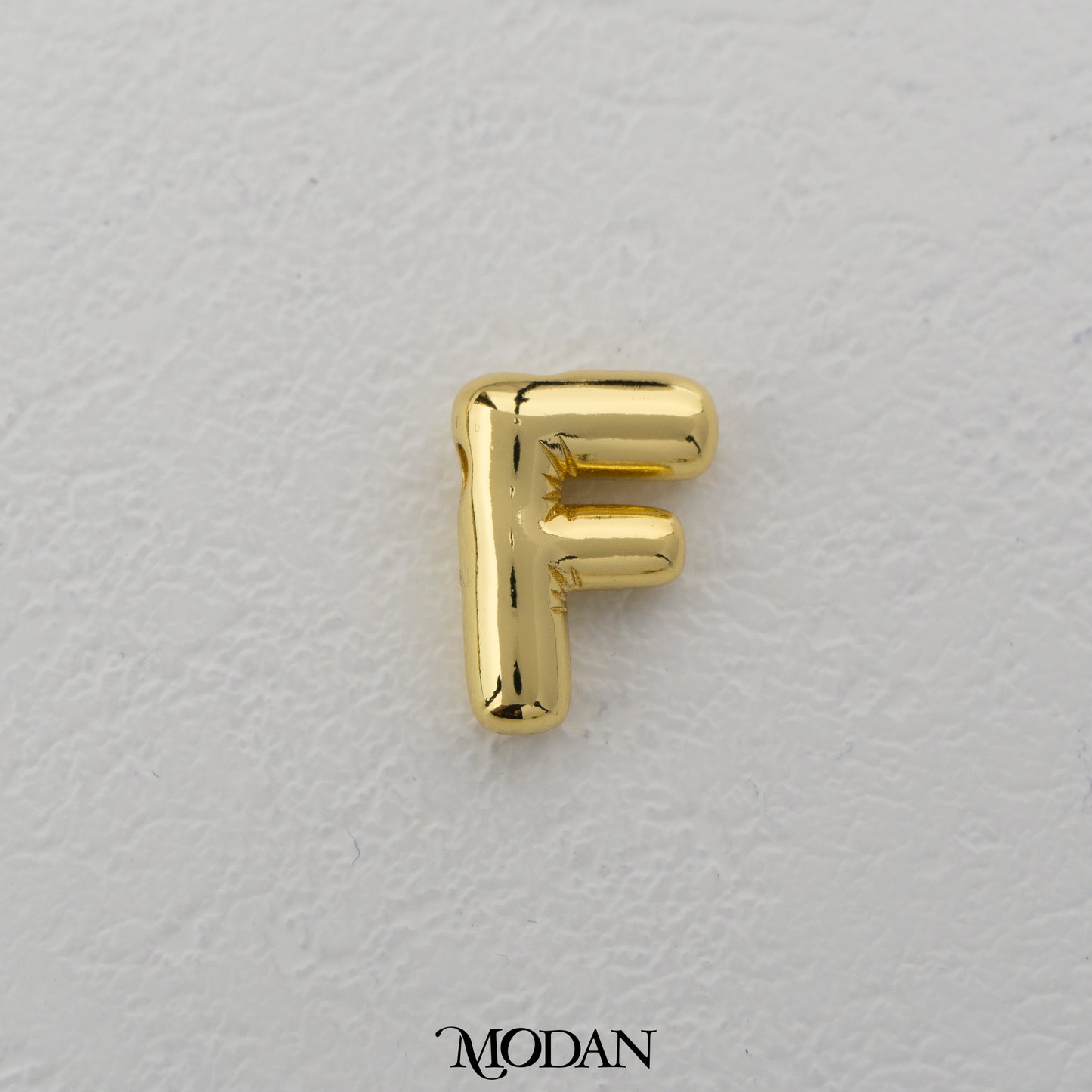 Chunky Plain A-Z Initial Alphabet Thick DIY Beads Charm Manik Liontin Kalung Huruf Tebal Hypoallergenic Gold Filled