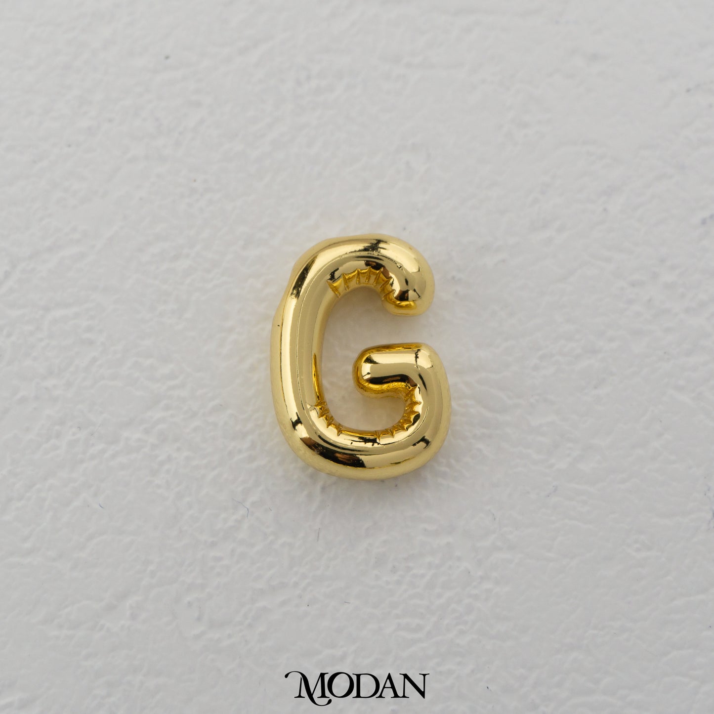 Chunky Plain A-Z Initial Alphabet Thick DIY Beads Charm Manik Liontin Kalung Huruf Tebal Hypoallergenic Gold Filled