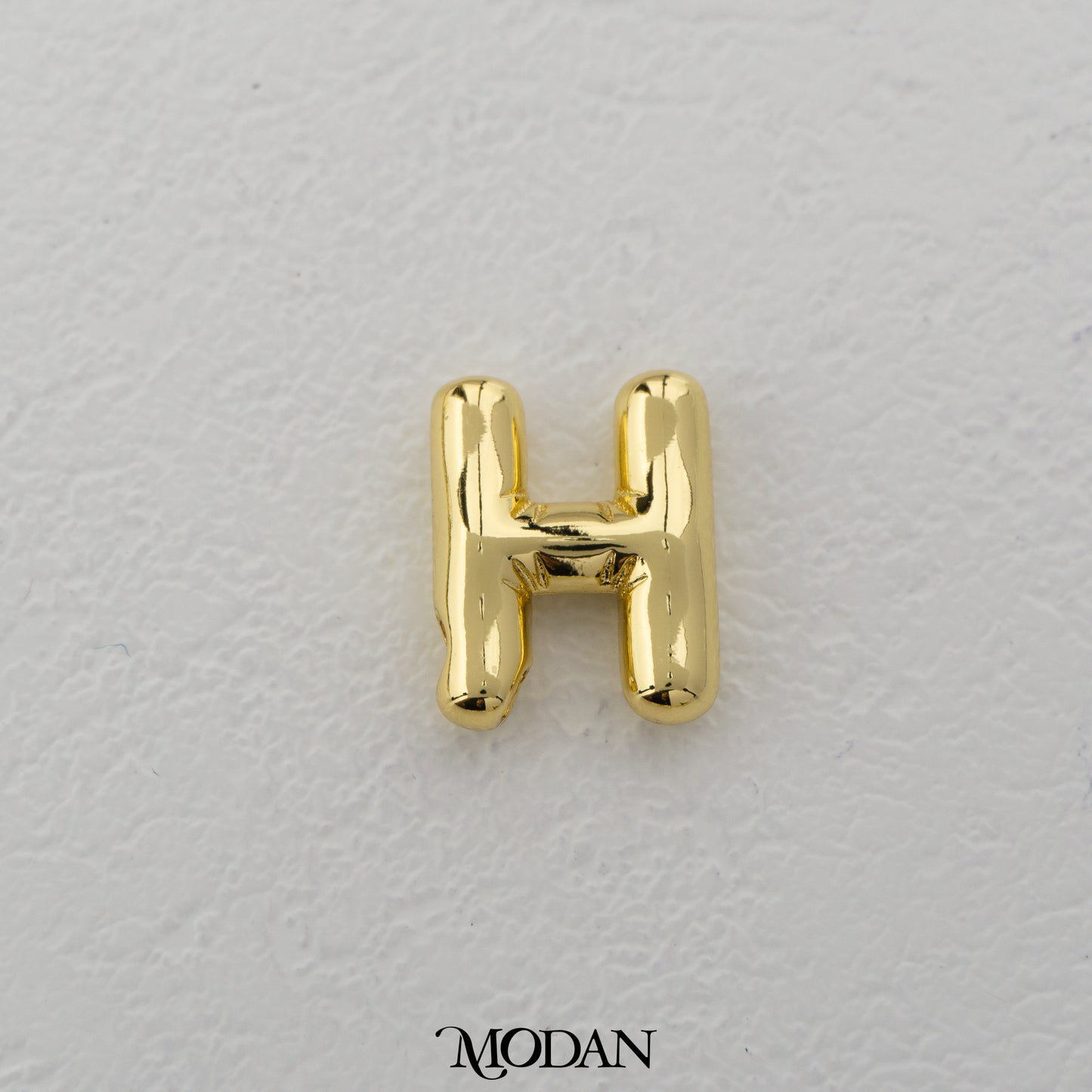 Chunky Plain A-Z Initial Alphabet Thick DIY Beads Charm Manik Liontin Kalung Huruf Tebal Hypoallergenic Gold Filled