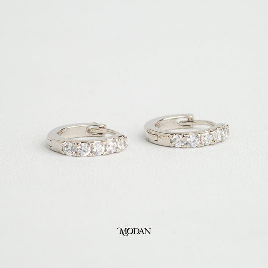 Round Zirconia Simple Mini Hoop Earrings Anting Bulat Simple Hypoallergenic Gold Plated