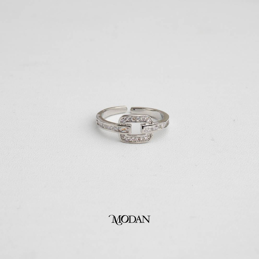 Geometric Chain Link Ring Cincin Rantai Geometris Hypoallergenic Gold Plated