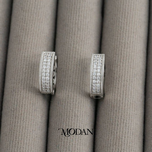 (13mm) Sparkling Round Hoop Earrings Anting Bulat Hypoallergenic Gold Plated