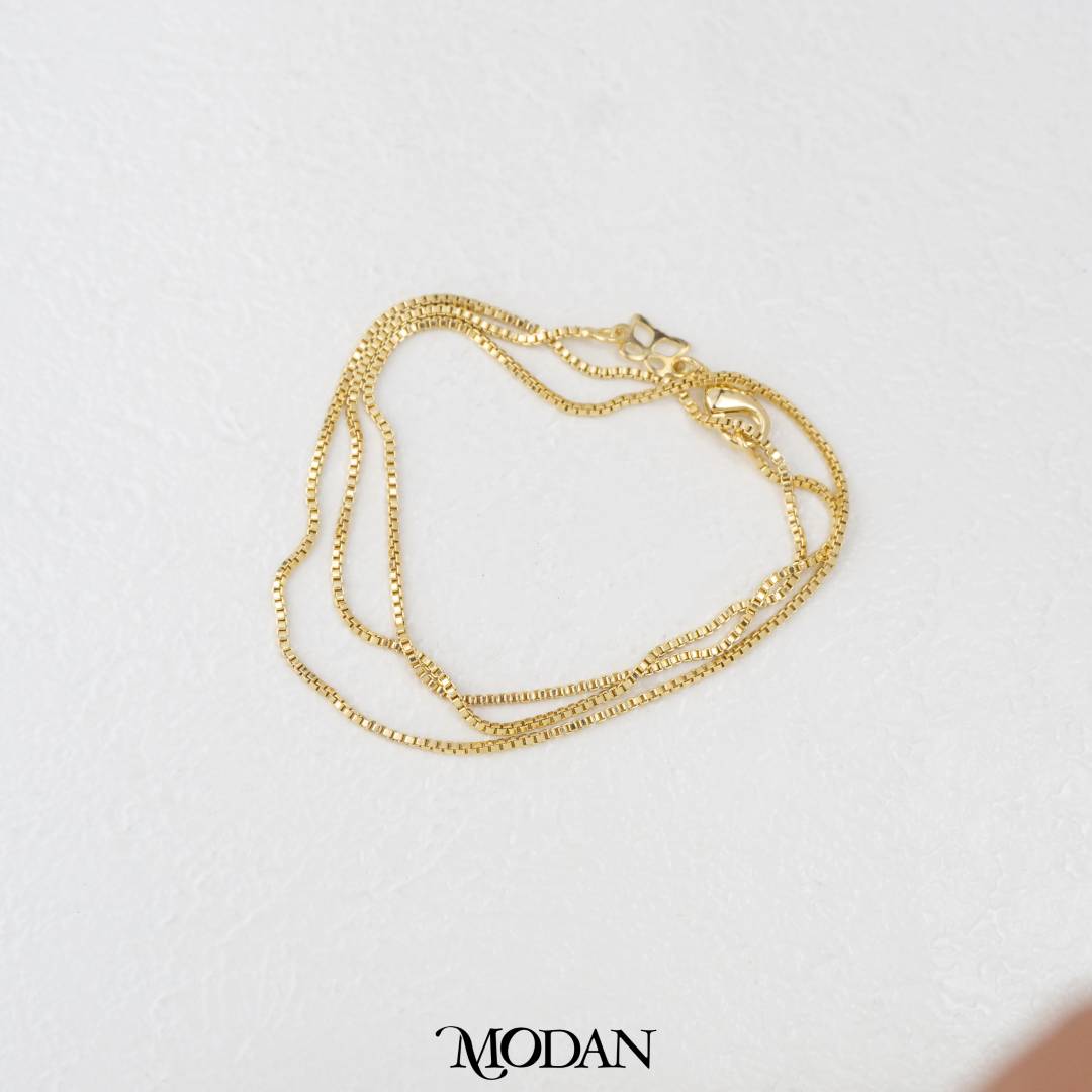 45cm Dainty Box Chain Necklace Rantai Kalung Italy Hypoallergenic Gold Filled