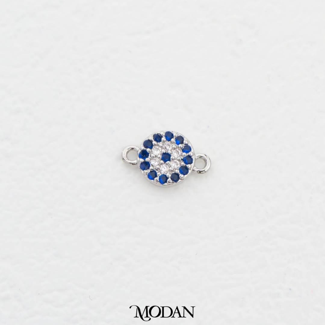 Mini Micro Paved Sapphire Blue Round DIY Connector Liontin Bulat Hypoallergenic Gold Filled