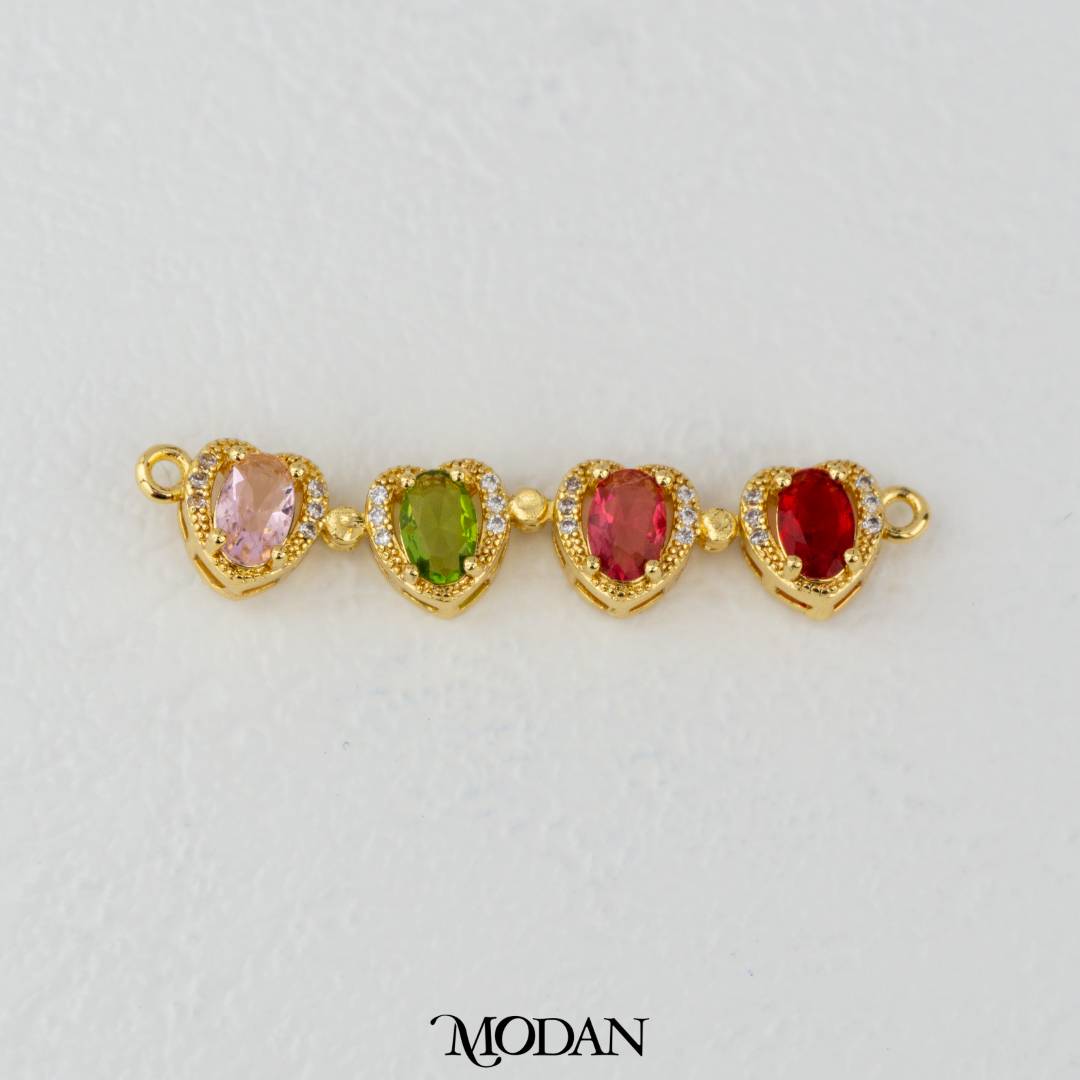 Colorful Heart Love DIY Connector Liontin Hati Cinta Warna - Warni Hypoallergenic Gold Filled