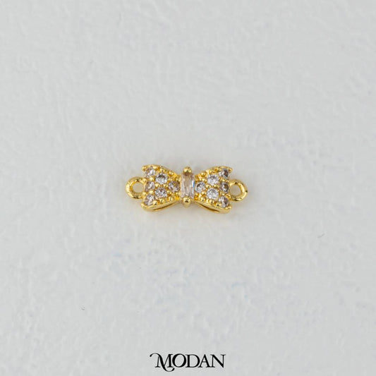 Mini Micro Paved Ribbon Bow DIY Connector Liontin Pita Hypoallergenic Gold Filled
