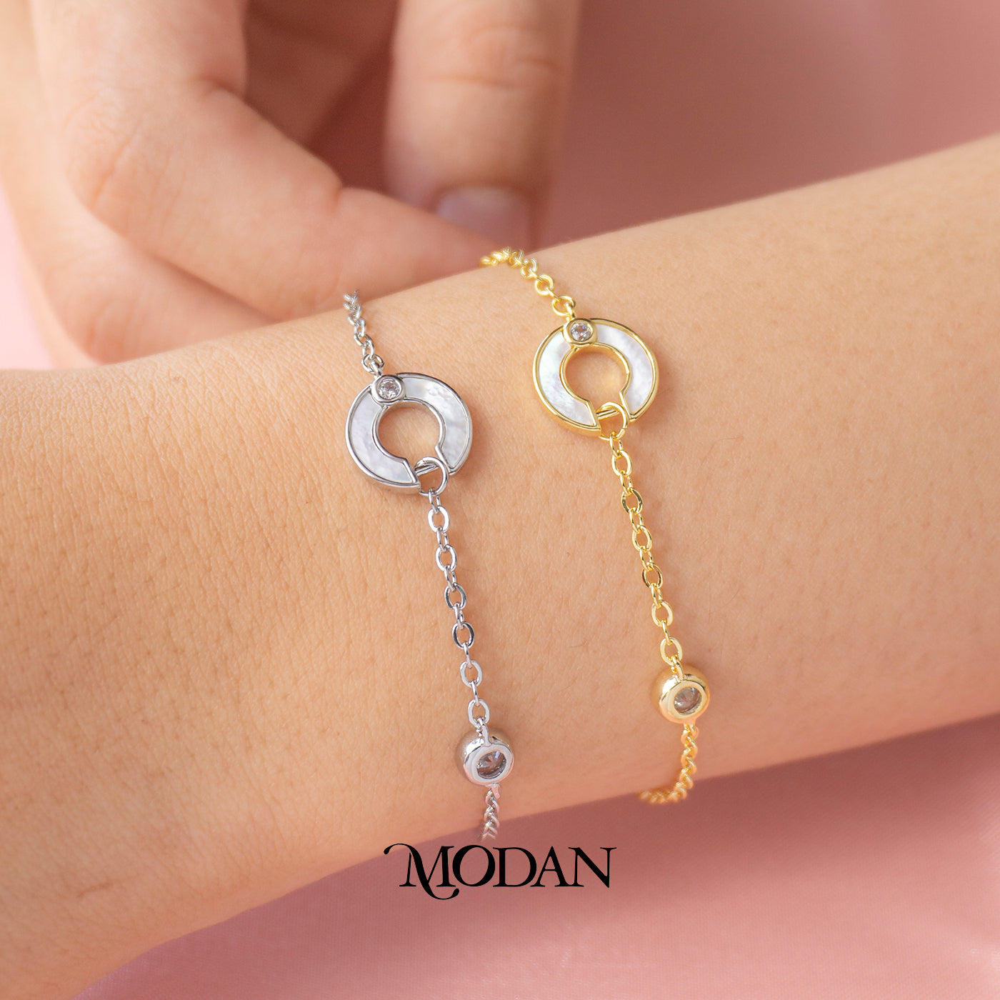 Letter C Shaped Mother of Pearl Bracelet Gelang Lengkung Hypoallergenic Gold Filled