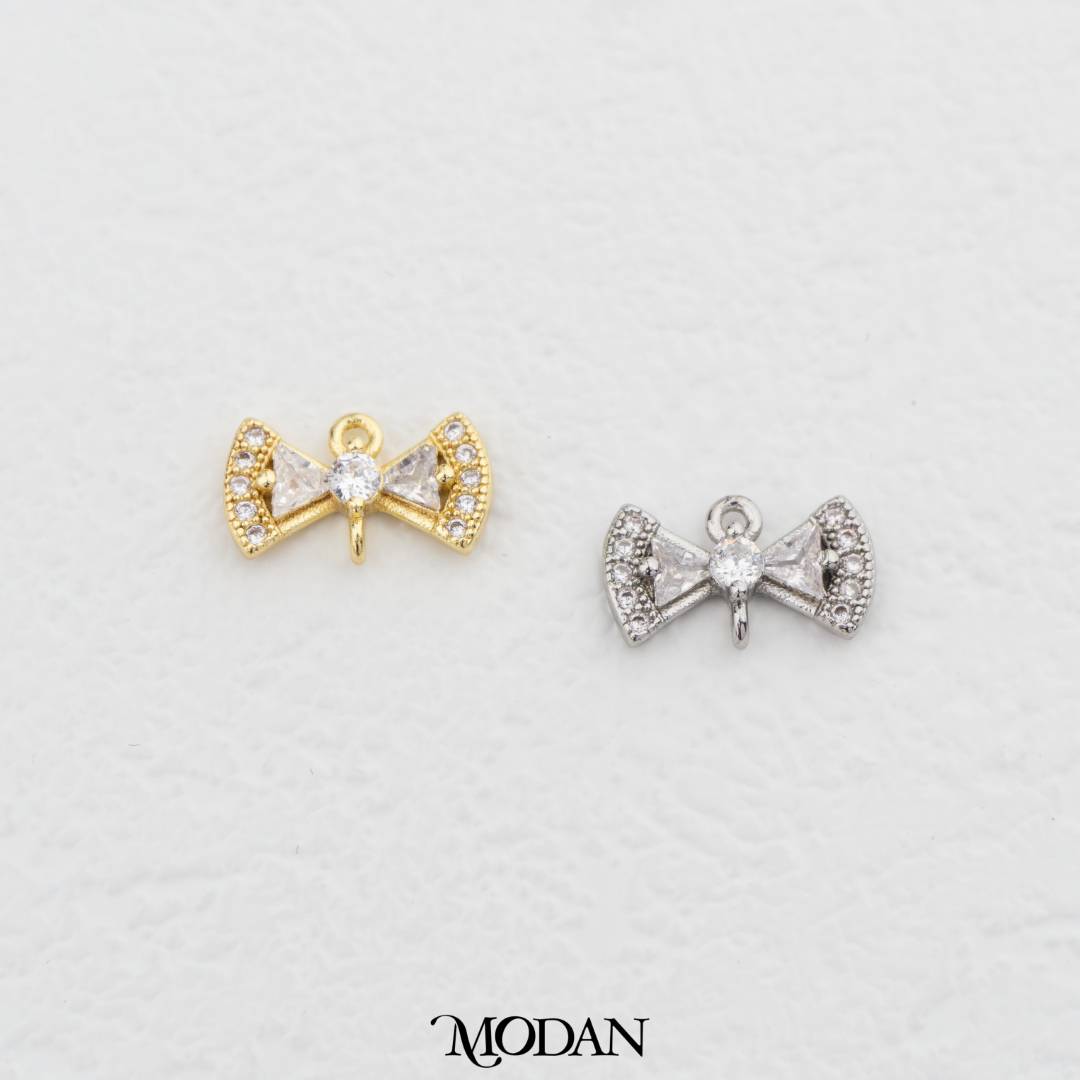 Mini Elegant Ribbon Bow DIY Connector Liontin Pita Hypoallergenic Gold Filled