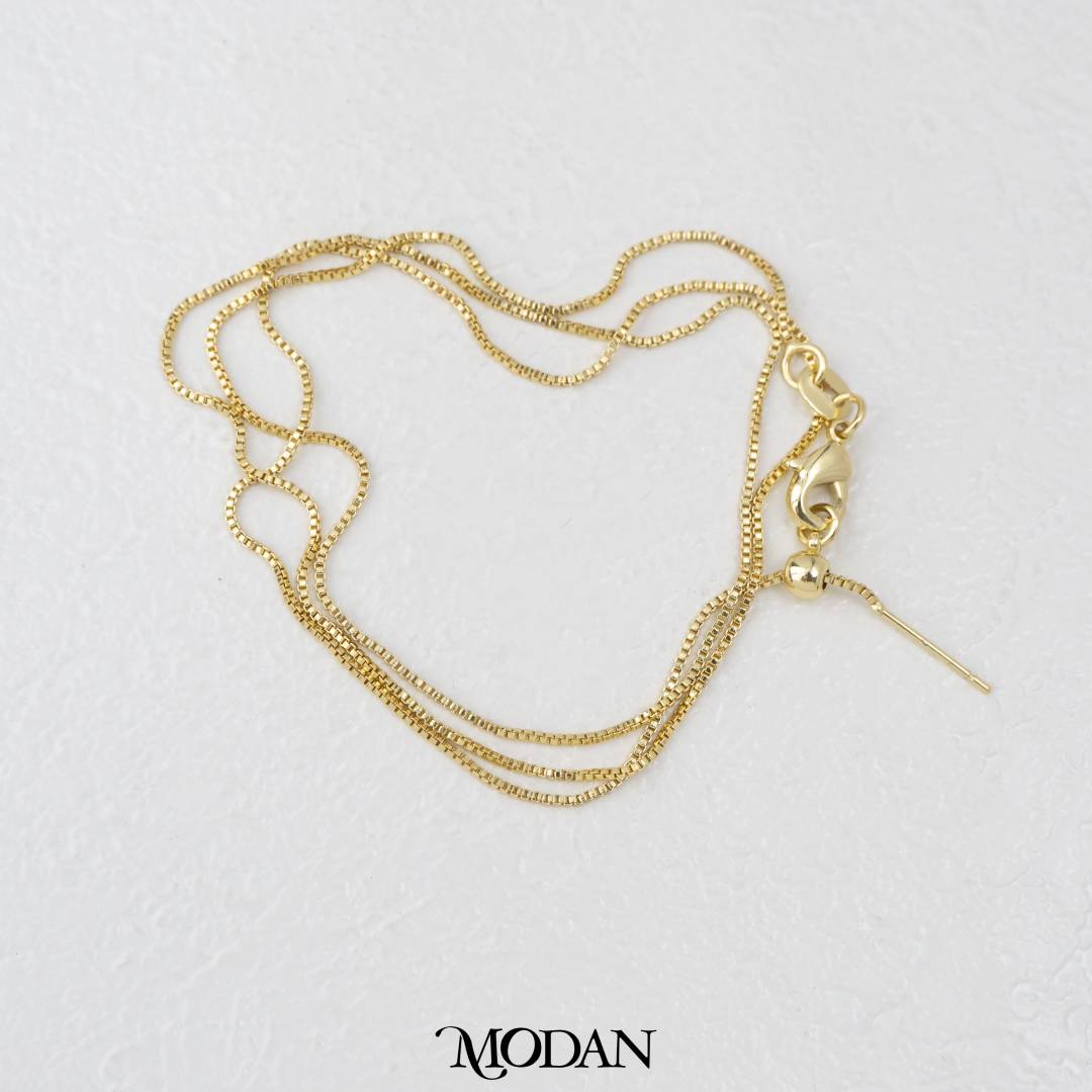 51cm Dainty Adjustable Box Chain Necklace Rantai Kalung Serut Hypoallergenic Gold Filled