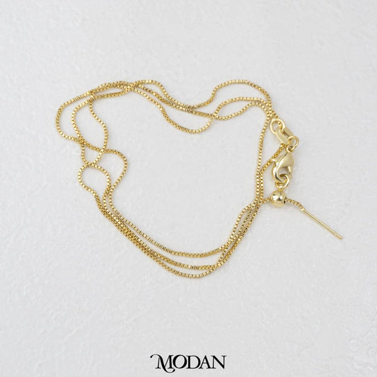 51cm Dainty Adjustable Box Chain Necklace Rantai Kalung Serut Hypoallergenic Gold Filled