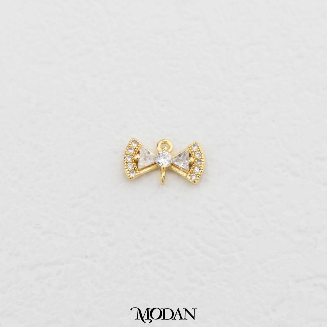 Mini Elegant Ribbon Bow DIY Connector Liontin Pita Hypoallergenic Gold Filled