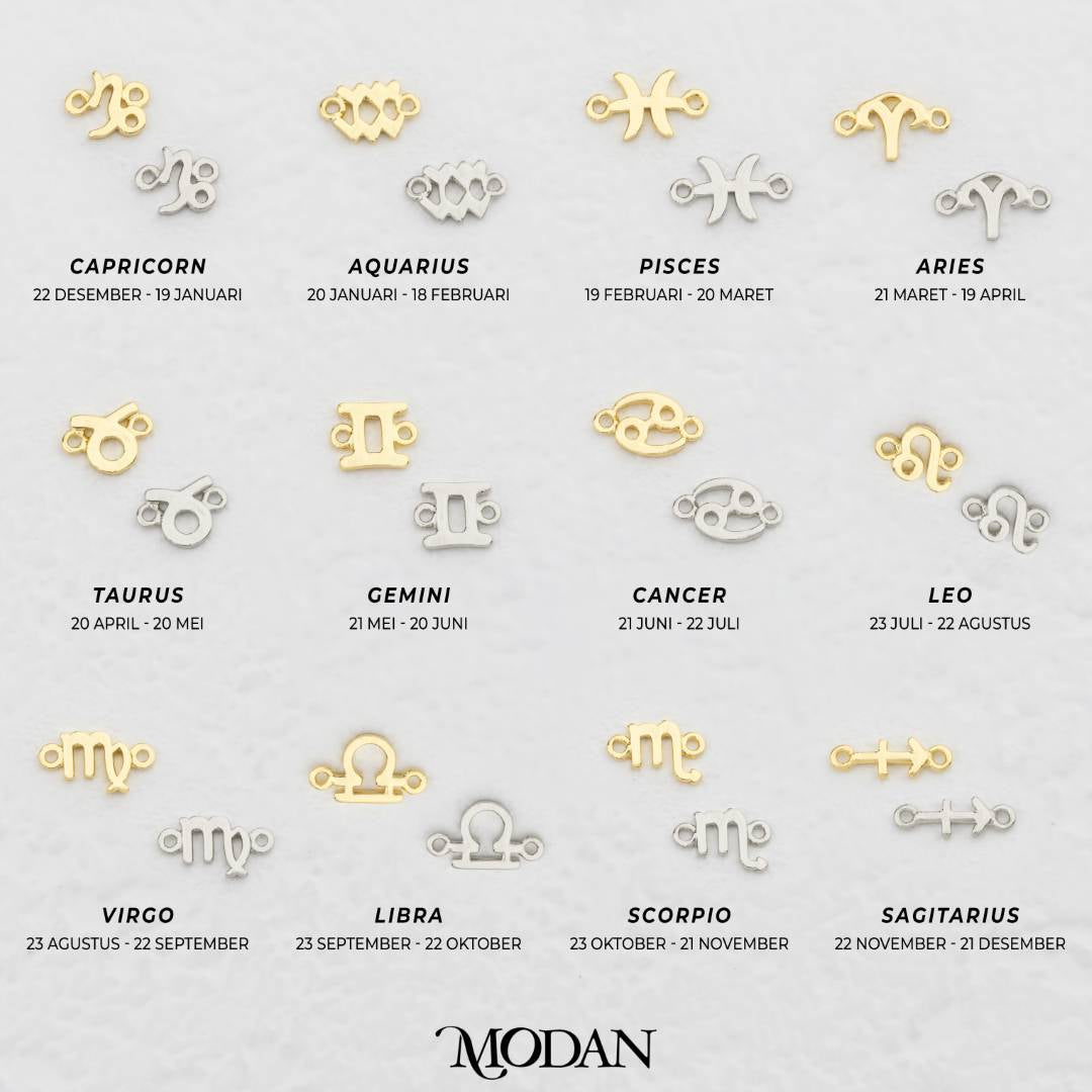 Mini Plain Zodiac Sign DIY Connector Liontin Zodiak Rasi Bintang Hypoallergenic Gold Filled