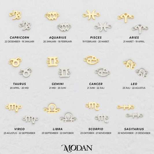 Mini Plain Zodiac Sign DIY Connector Liontin Zodiak Rasi Bintang Hypoallergenic Gold Filled