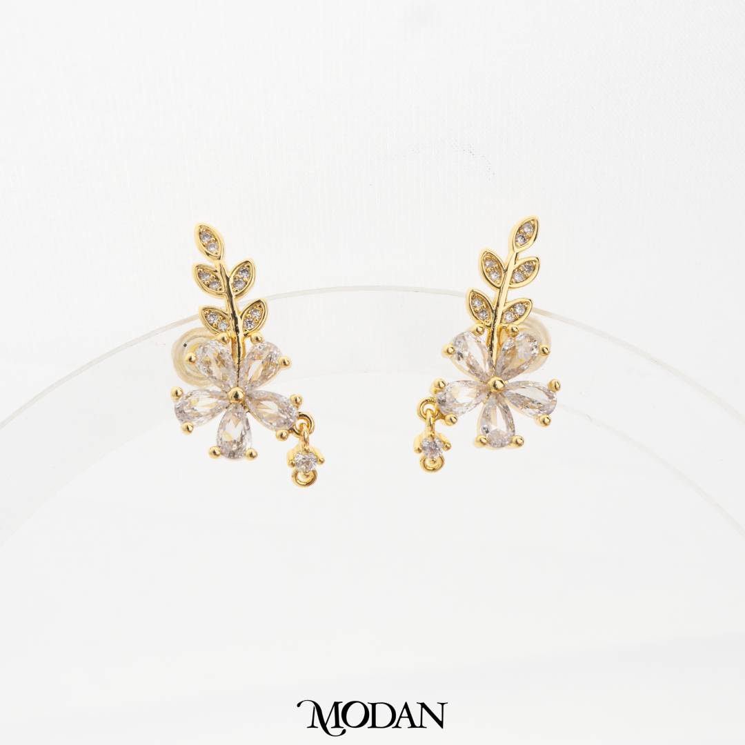 Leaf and Flower Stud Earrings DIY Earrings Findings Pengait Anting Tusuk Bunga Hypoallergenic Gold Plated