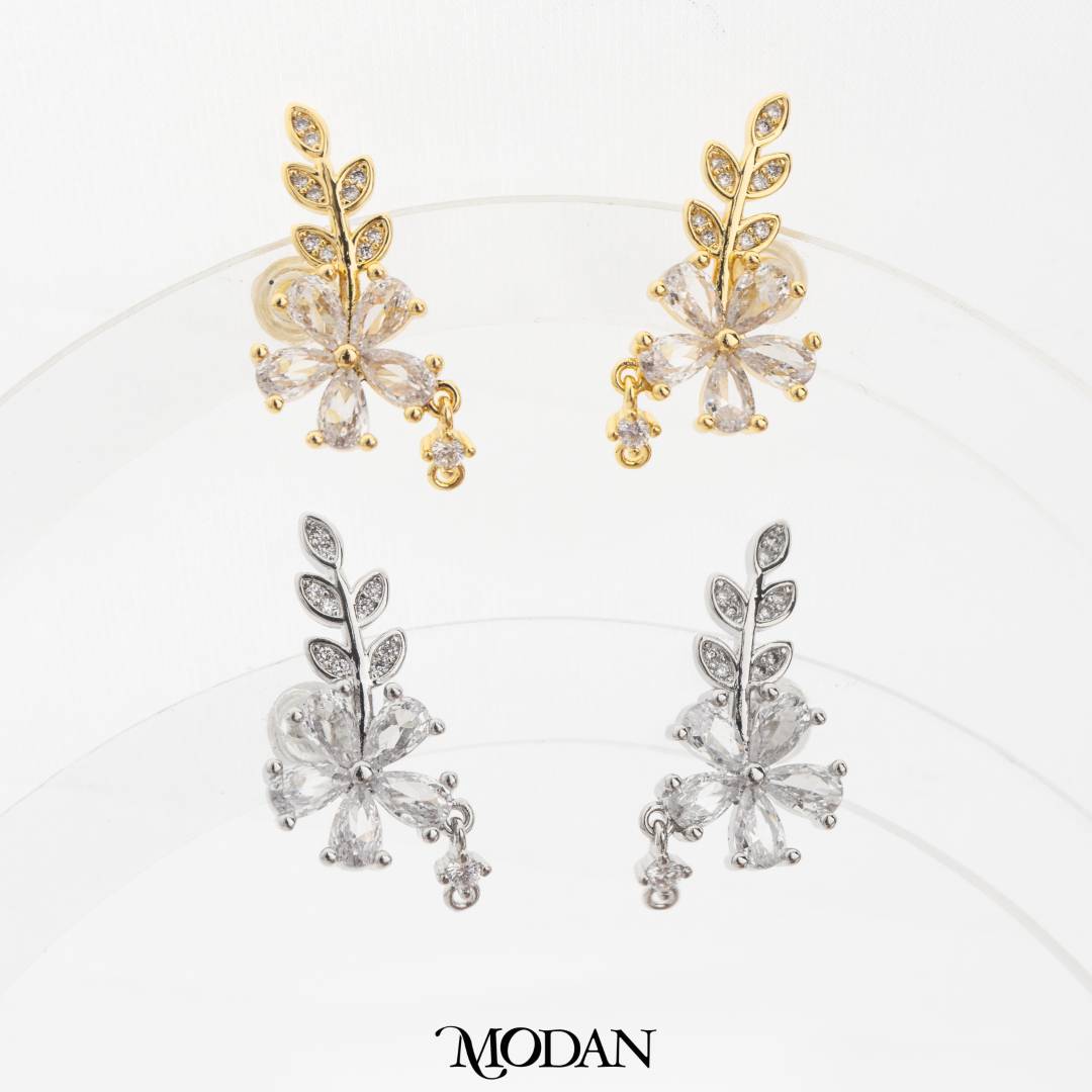 Leaf and Flower Stud Earrings DIY Earrings Findings Pengait Anting Tusuk Bunga Hypoallergenic Gold Plated