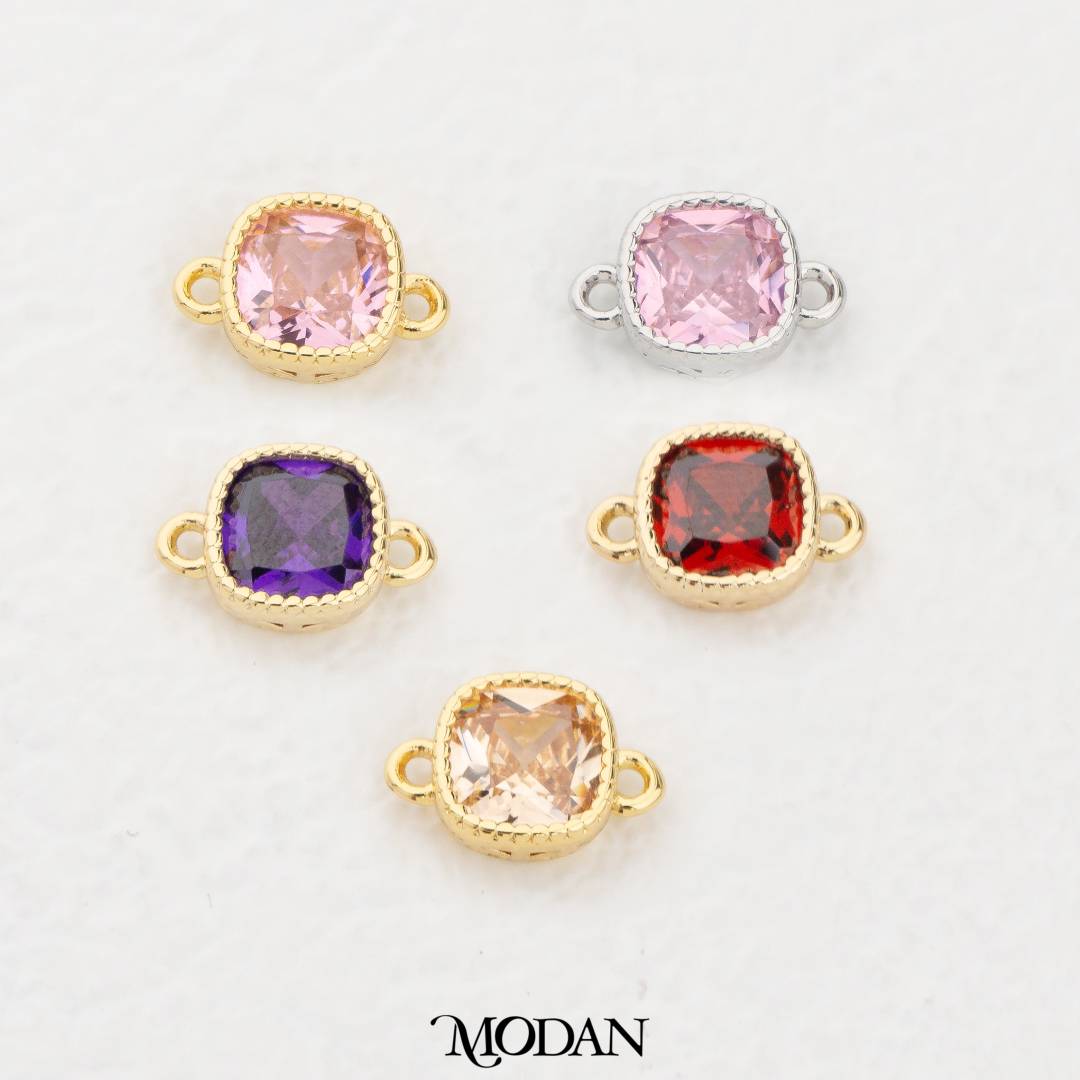 Mini Colorful Square DIY Connector Liontin Sambung Warna Warni Hypoallergenic Gold Filled