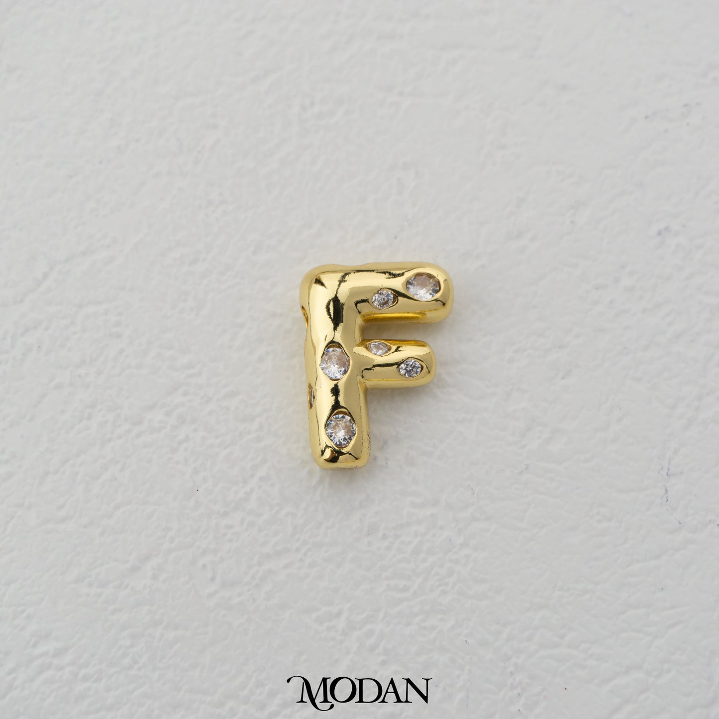 Chunky Zirconia A-Z Initial Alphabet Thick DIY Beads Charm Manik Liontin Kalung Huruf Tebal Dengan Permata Cubic Zirconia Hypoallergenic Gold Filled
