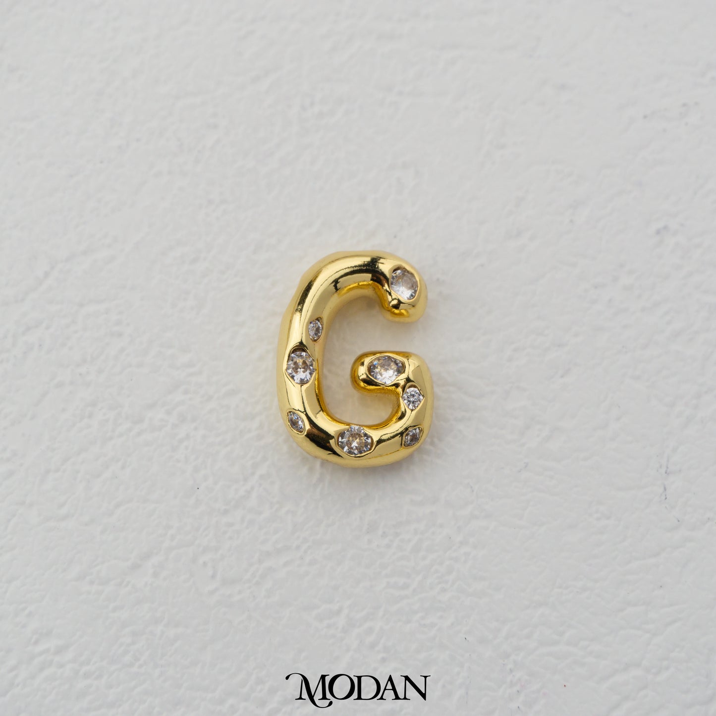 Chunky Zirconia A-Z Initial Alphabet Thick DIY Beads Charm Manik Liontin Kalung Huruf Tebal Dengan Permata Cubic Zirconia Hypoallergenic Gold Filled