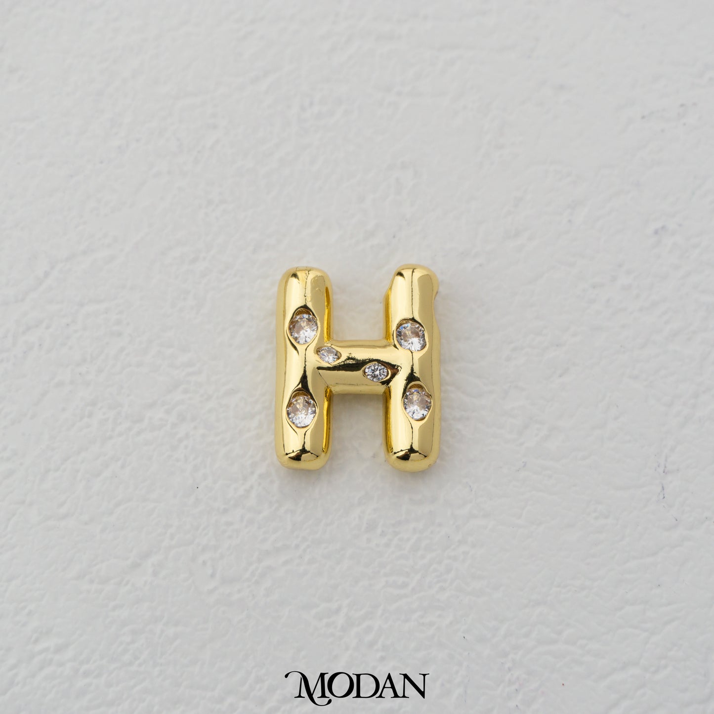 Chunky Zirconia A-Z Initial Alphabet Thick DIY Beads Charm Manik Liontin Kalung Huruf Tebal Dengan Permata Cubic Zirconia Hypoallergenic Gold Filled