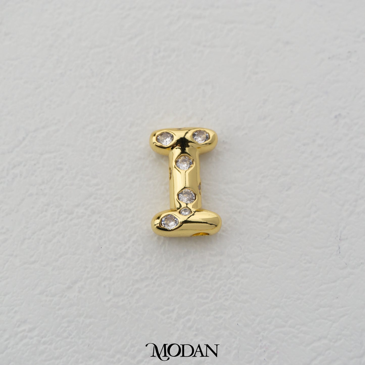 Chunky Zirconia A-Z Initial Alphabet Thick DIY Beads Charm Manik Liontin Kalung Huruf Tebal Dengan Permata Cubic Zirconia Hypoallergenic Gold Filled