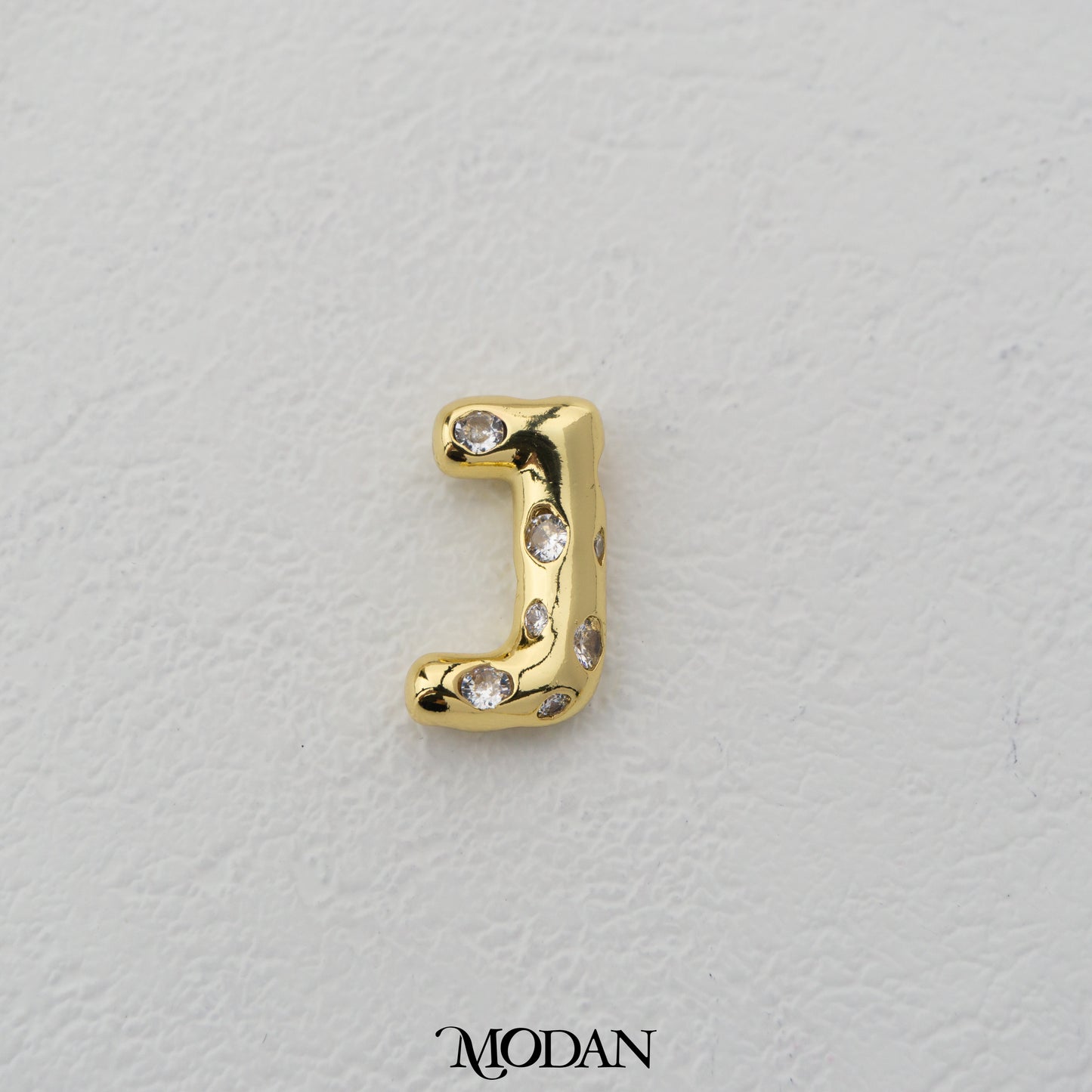 Chunky Zirconia A-Z Initial Alphabet Thick DIY Beads Charm Manik Liontin Kalung Huruf Tebal Dengan Permata Cubic Zirconia Hypoallergenic Gold Filled