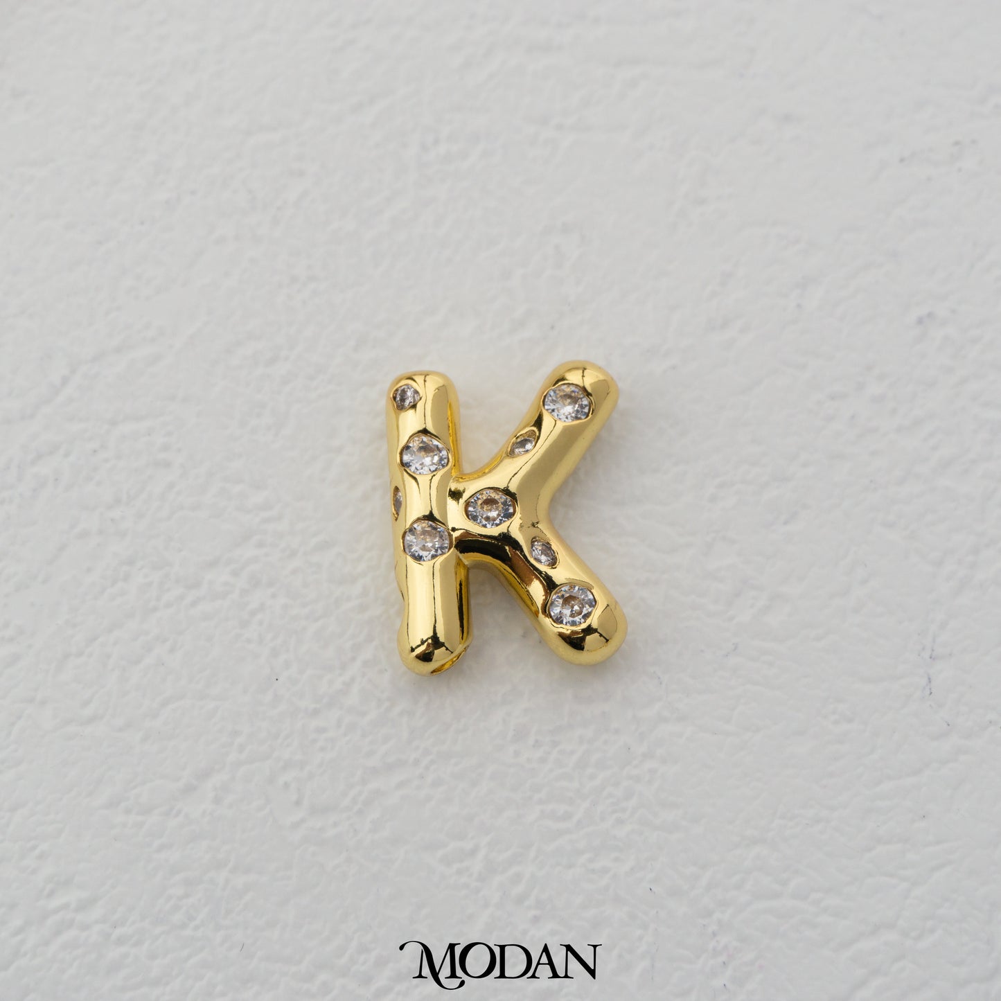 Chunky Zirconia A-Z Initial Alphabet Thick DIY Beads Charm Manik Liontin Kalung Huruf Tebal Dengan Permata Cubic Zirconia Hypoallergenic Gold Filled