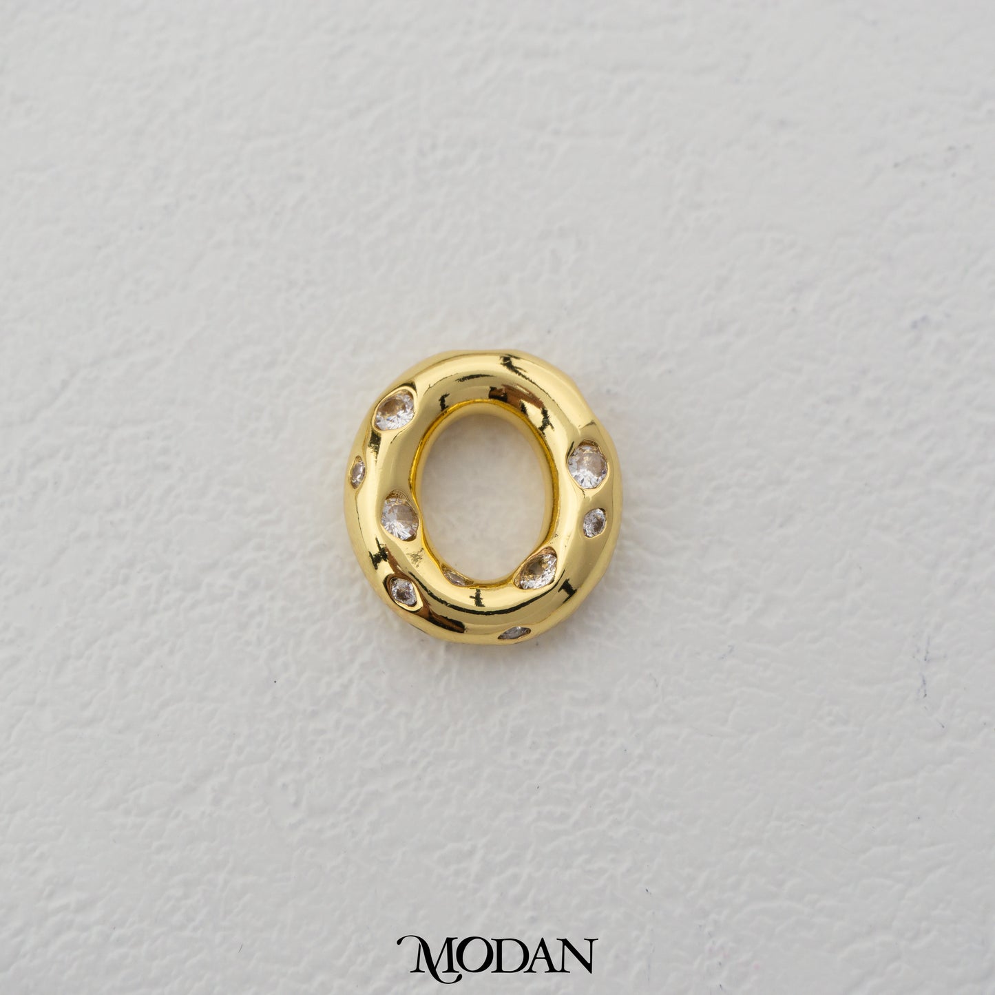 Chunky Zirconia A-Z Initial Alphabet Thick DIY Beads Charm Manik Liontin Kalung Huruf Tebal Dengan Permata Cubic Zirconia Hypoallergenic Gold Filled