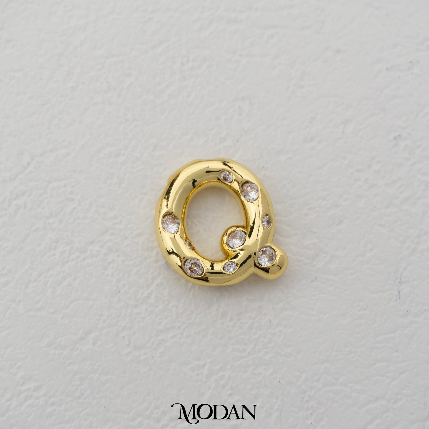 Chunky Zirconia A-Z Initial Alphabet Thick DIY Beads Charm Manik Liontin Kalung Huruf Tebal Dengan Permata Cubic Zirconia Hypoallergenic Gold Filled