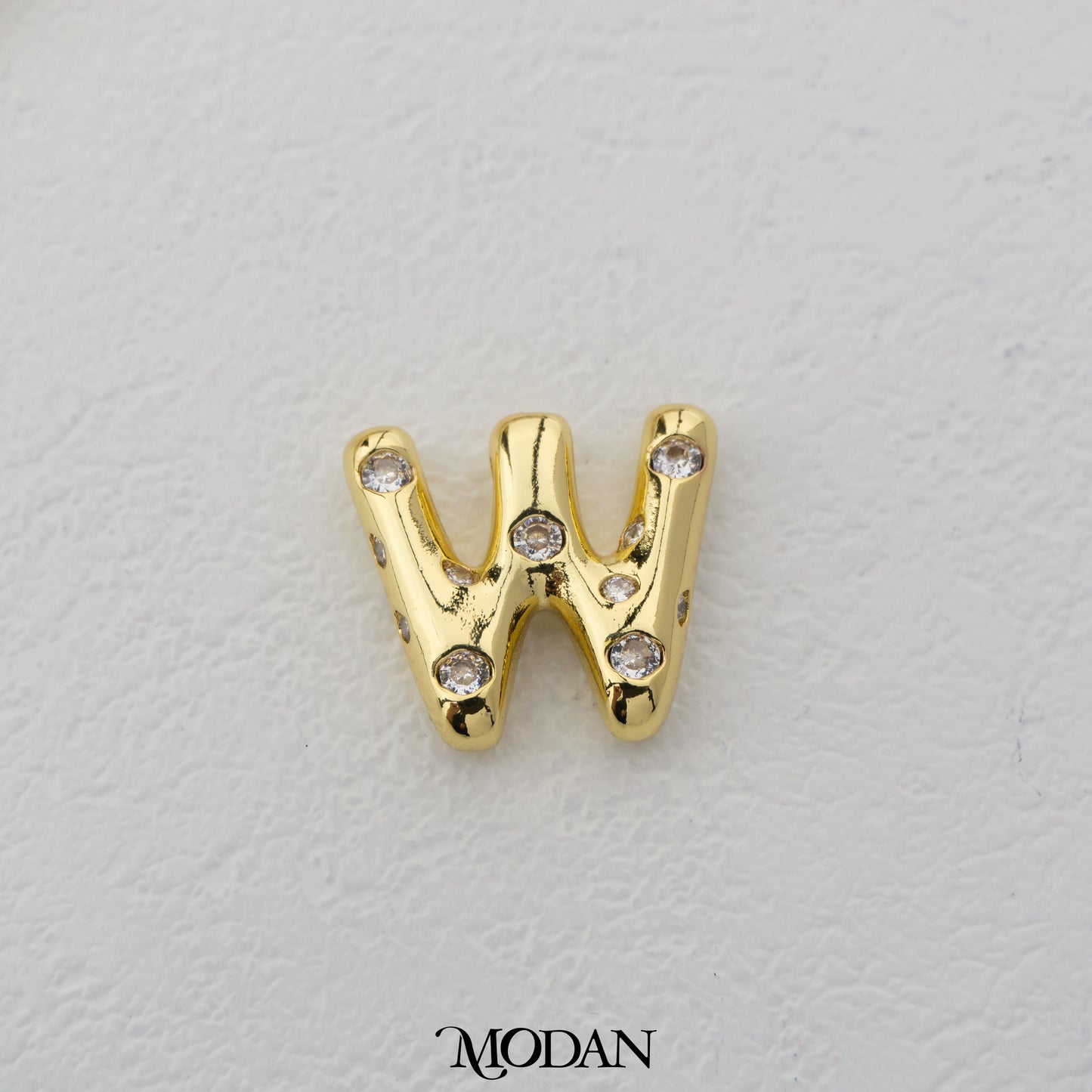 Chunky Zirconia A-Z Initial Alphabet Thick DIY Beads Charm Manik Liontin Kalung Huruf Tebal Dengan Permata Cubic Zirconia Hypoallergenic Gold Filled
