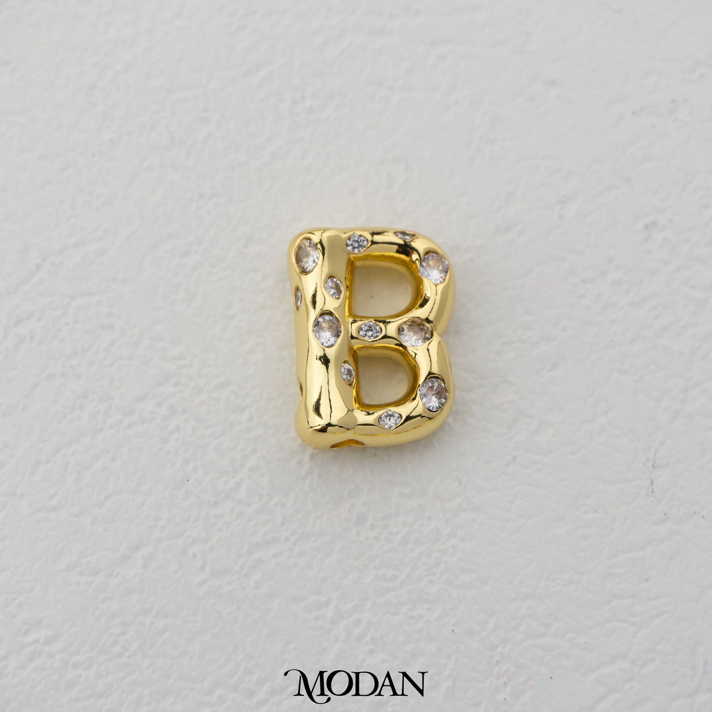 Chunky Zirconia A-Z Initial Alphabet Thick DIY Beads Charm Manik Liontin Kalung Huruf Tebal Dengan Permata Cubic Zirconia Hypoallergenic Gold Filled