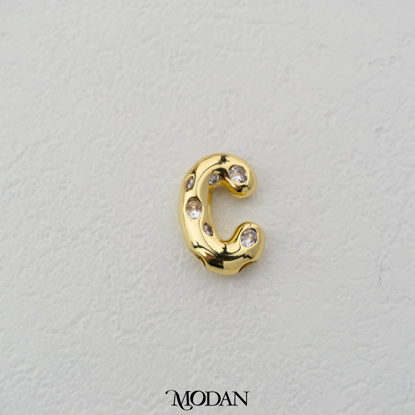 Chunky Zirconia A-Z Initial Alphabet Thick DIY Beads Charm Manik Liontin Kalung Huruf Tebal Dengan Permata Cubic Zirconia Hypoallergenic Gold Filled