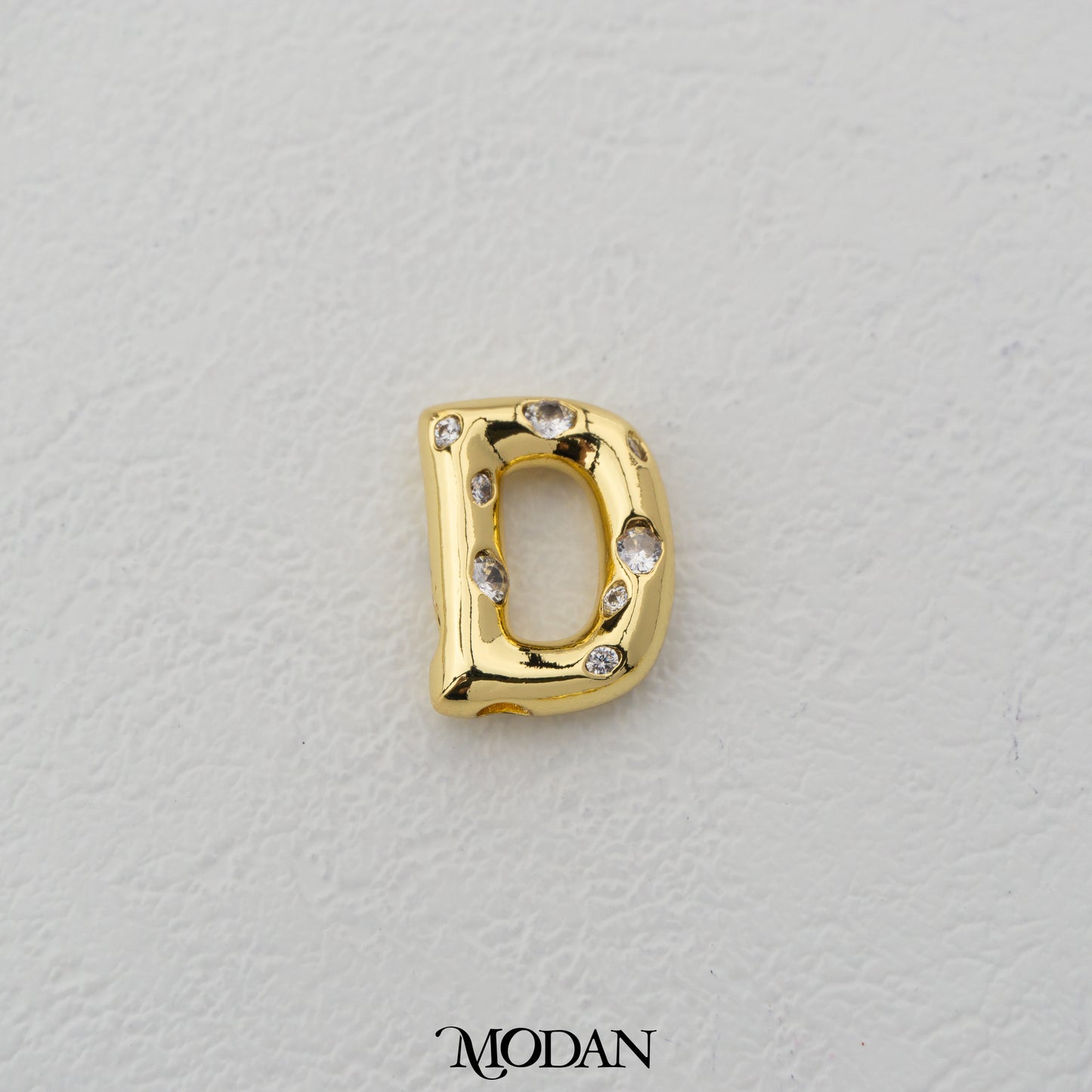 Chunky Zirconia A-Z Initial Alphabet Thick DIY Beads Charm Manik Liontin Kalung Huruf Tebal Dengan Permata Cubic Zirconia Hypoallergenic Gold Filled
