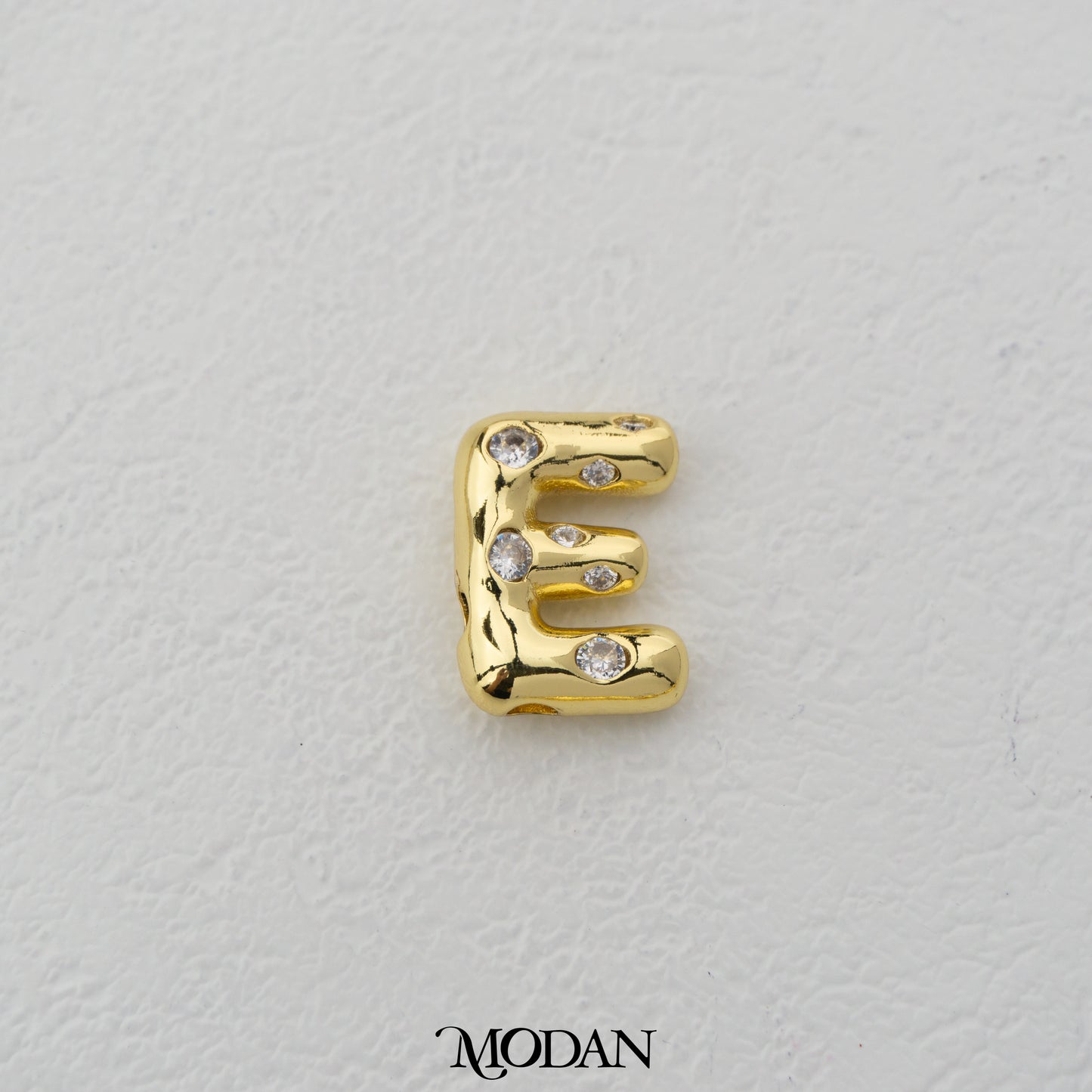Chunky Zirconia A-Z Initial Alphabet Thick DIY Beads Charm Manik Liontin Kalung Huruf Tebal Dengan Permata Cubic Zirconia Hypoallergenic Gold Filled