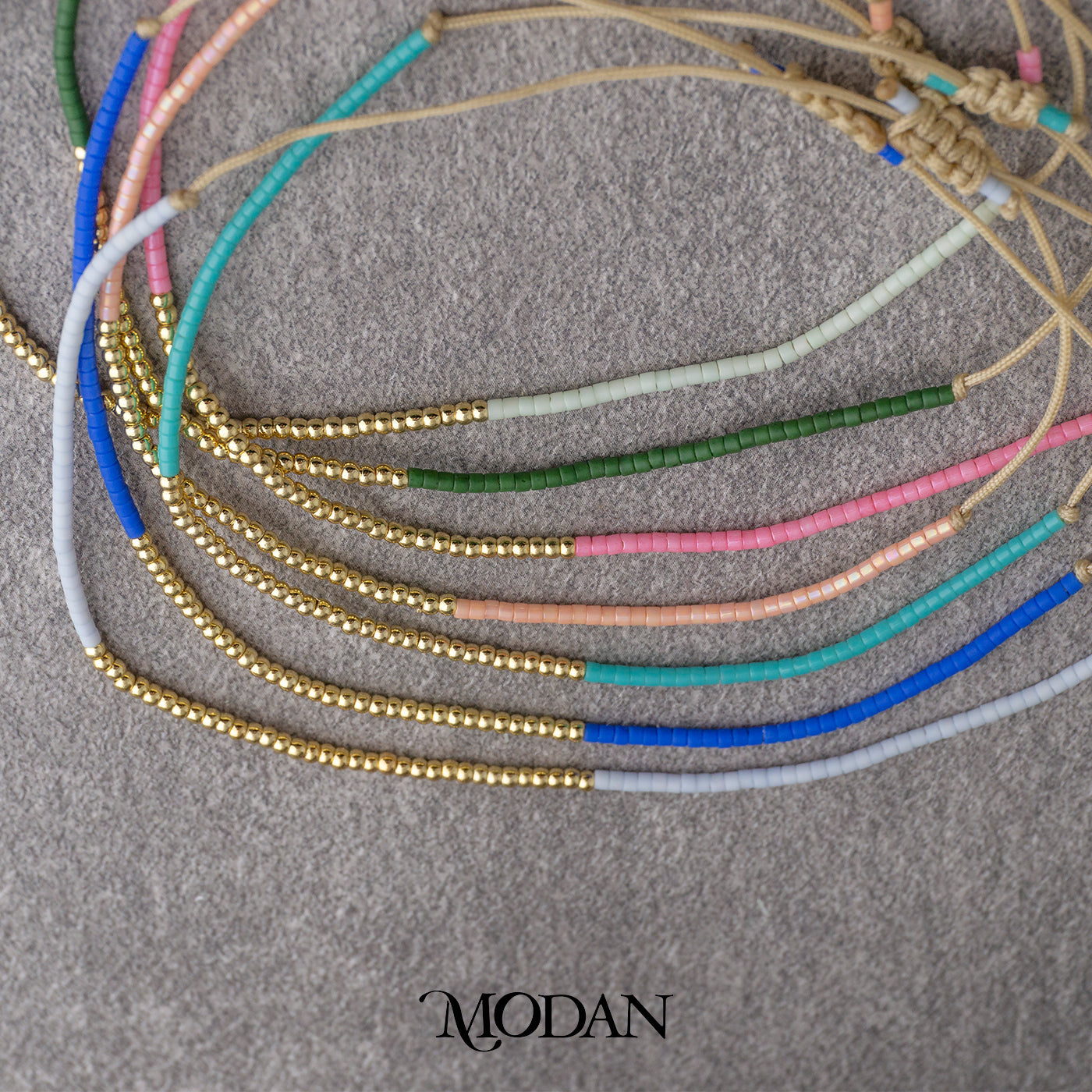 Colorful Summer Beach Style Beads Bracelet Gelang Tali Musim Panas Warna Warni Serut Hypoallergenic Gold Plated