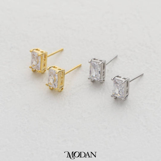 Double Loops Rectangle Stud Earrings DIY Earrings Findings Pengait Anting Tusuk Berlian Hypoallergenic Gold Plated