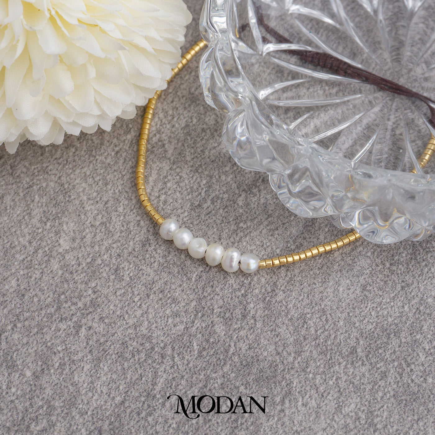 Summer Pearl Golden Beads Black Adjustable Bracelet Gelang Tali Serut Hitam Emas Mutiara Hypoallergenic Gold Plated