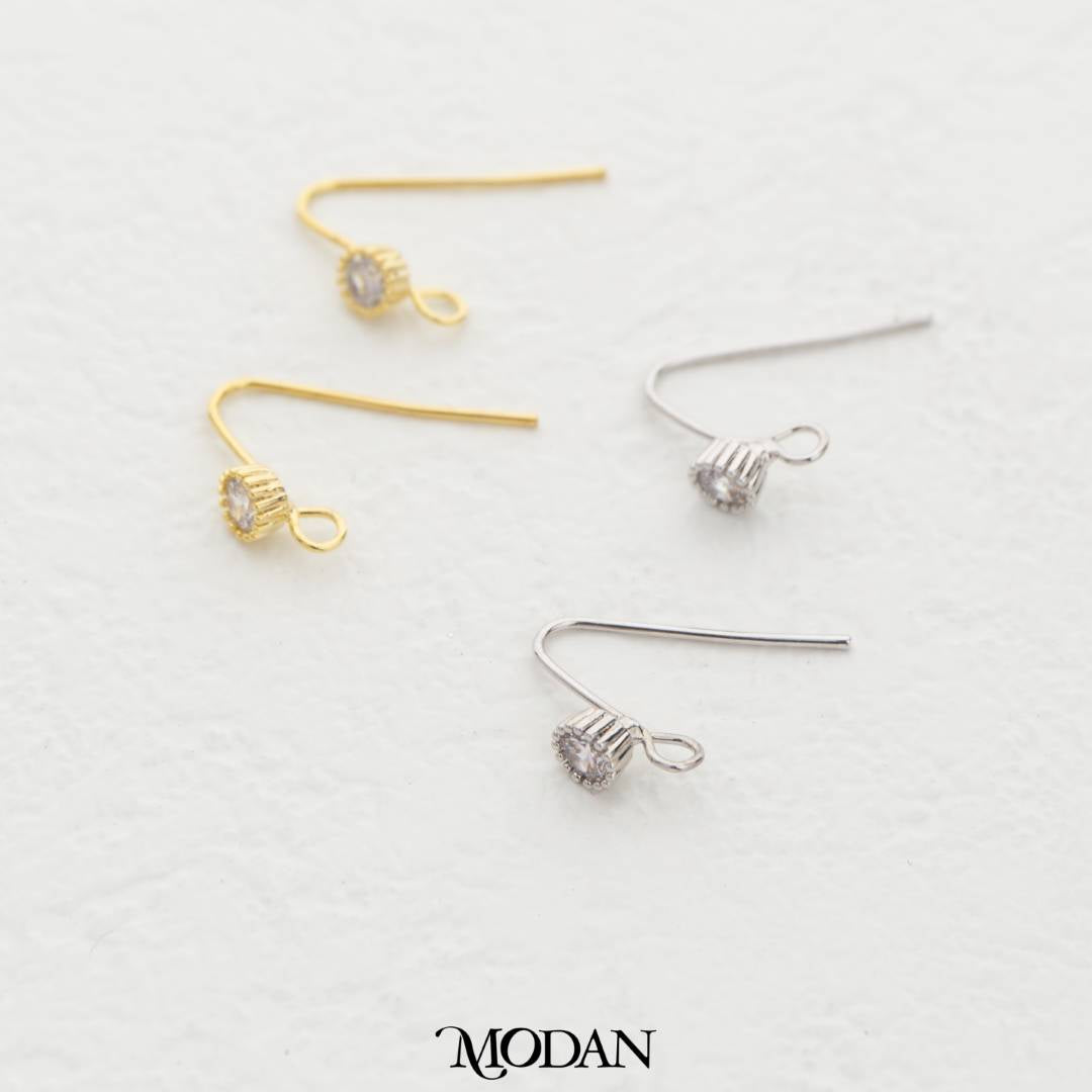 Simple Hooks Zirconia Earring DIY Earrings Findings Pengait Anting Gantung Zirconia Unfinished Hypoallergenic Gold Plated