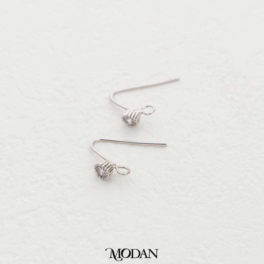 Simple Hooks Zirconia Earring DIY Earrings Findings Pengait Anting Gantung Zirconia Unfinished Hypoallergenic Gold Plated
