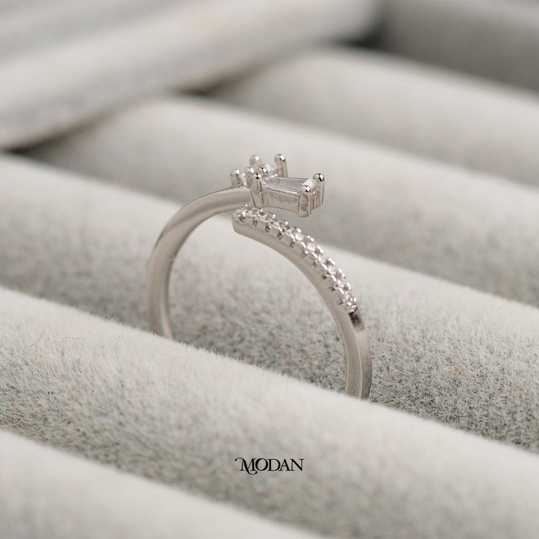 Minimalist Double Baguette Adjustable Ring Cincin Minimalis Hypoallergenic Gold Plated