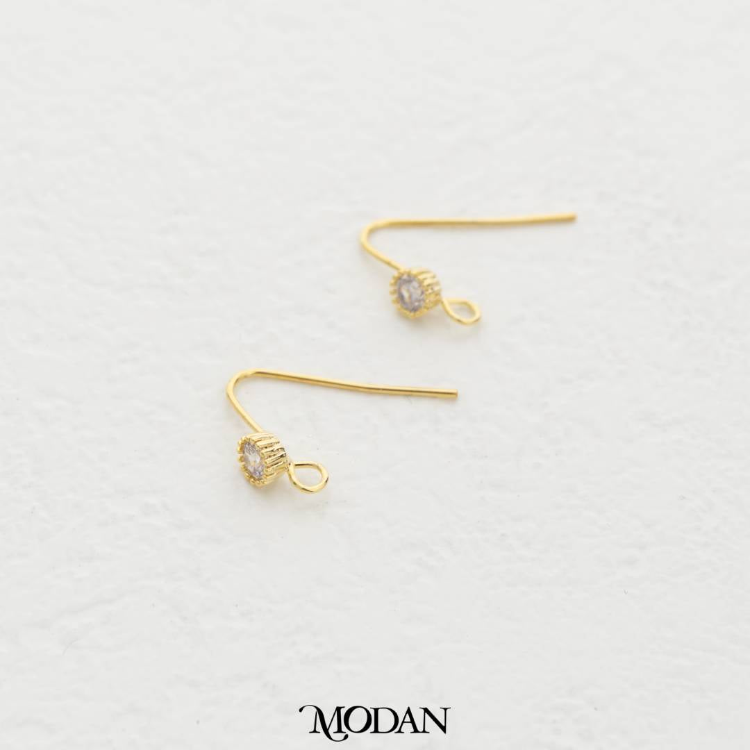 Simple Hooks Zirconia Earring DIY Earrings Findings Pengait Anting Gantung Zirconia Unfinished Hypoallergenic Gold Plated
