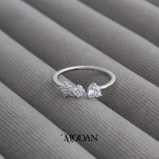 Minimalist Heart And Flower Adjustable Ring Cincin Minimalis Hati Dan Bunga Hypoallergenic Gold Plated